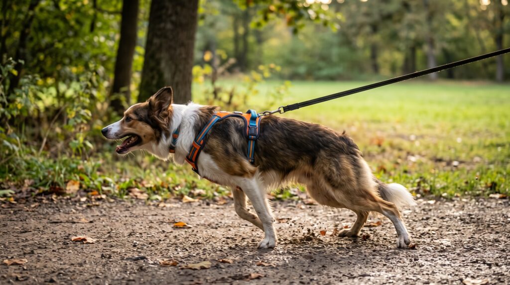 Chien qui tire en laisse